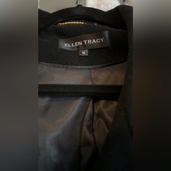 Ellen Tracy Black Wool Trench Coat - Picture 4 of 4